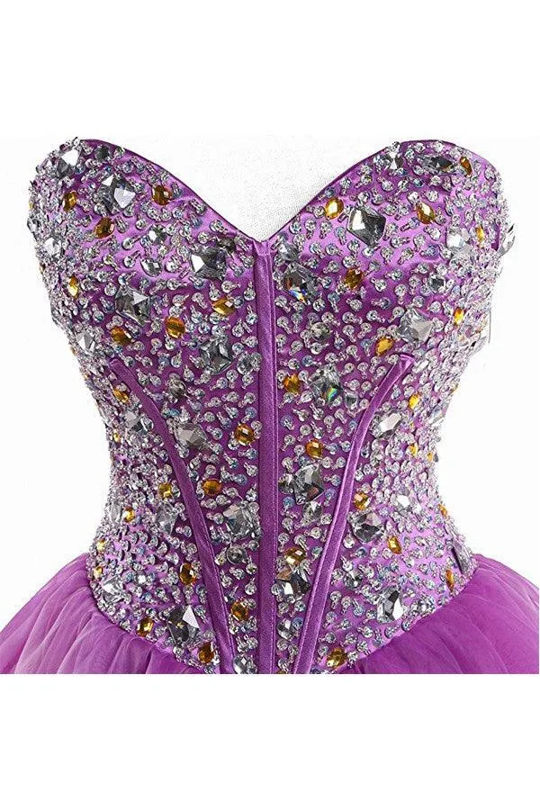 Short Purple Homecoming Dresses Short Prom Dresses With Beading TR004