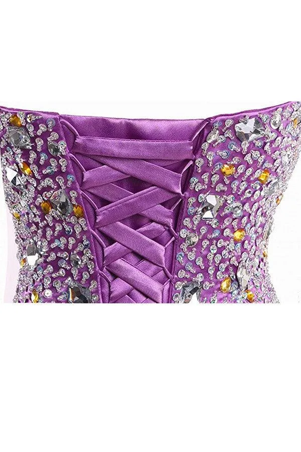 Short Purple Homecoming Dresses Short Prom Dresses With Beading TR004