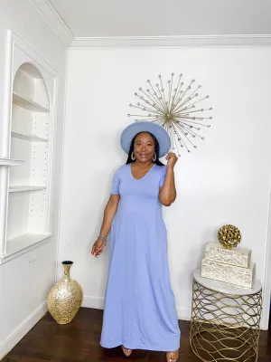 Short Sleeve Maxi Dress- Spring Blue