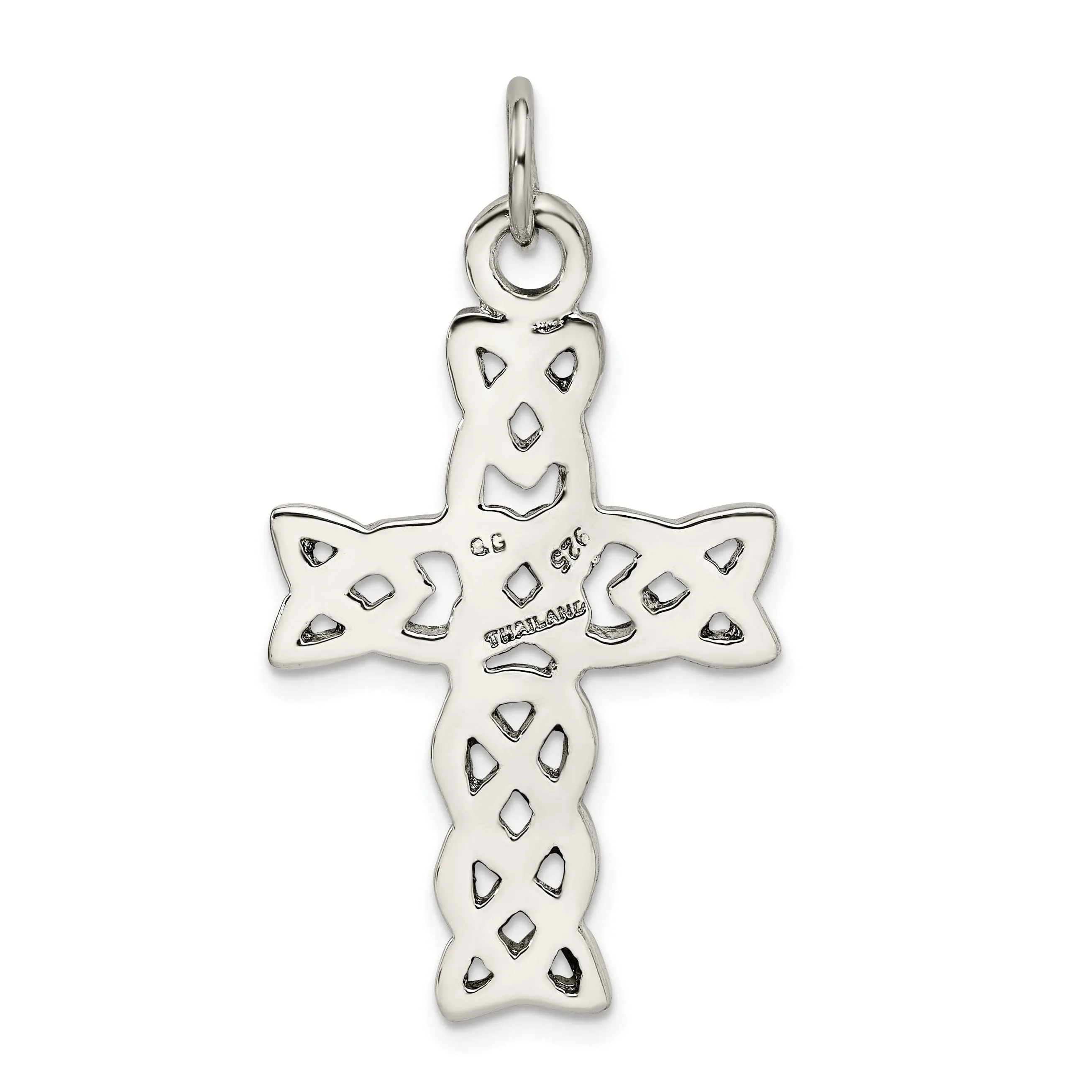 Silver Antiqued Polished Celtic Cross Pendant