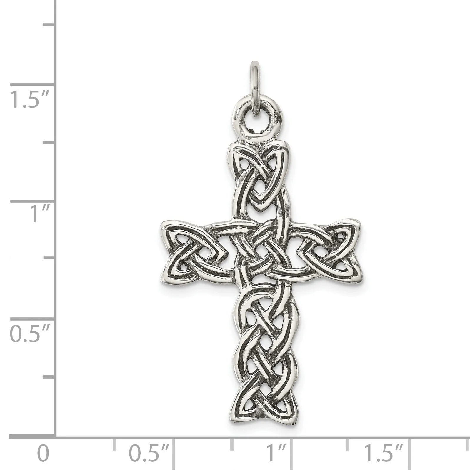 Silver Antiqued Polished Celtic Cross Pendant