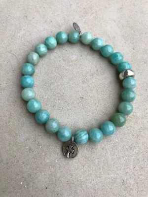 Silver Mini Cross on Amazonite ~ Homme