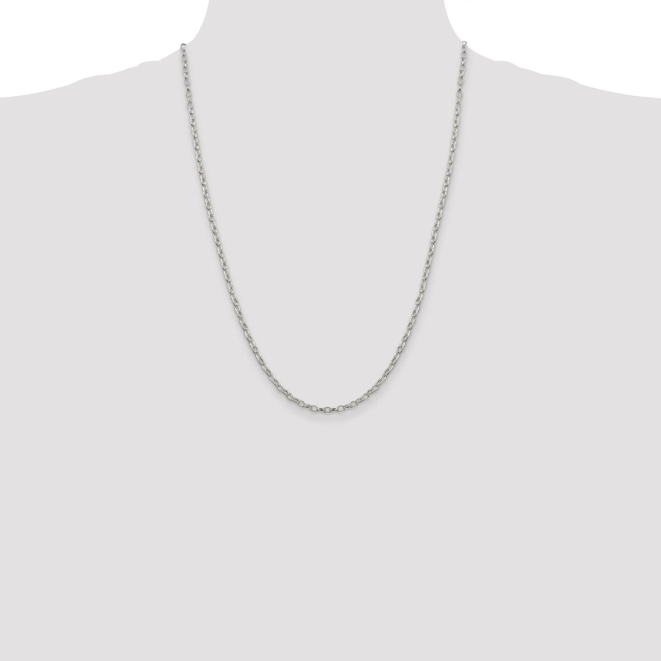 Silver Polished 3.00-mm Fancy Rolo Chain