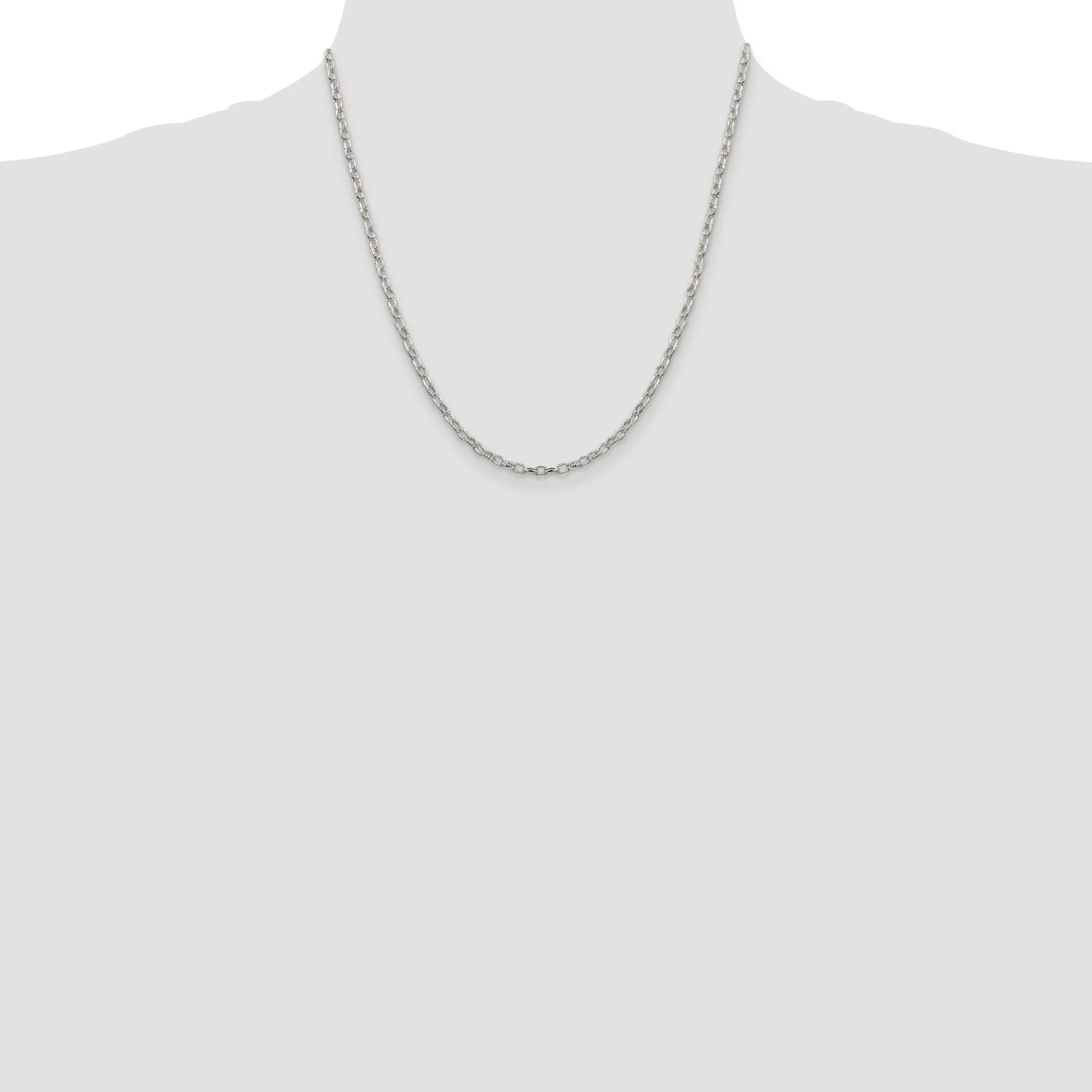 Silver Polished 3.00-mm Fancy Rolo Chain