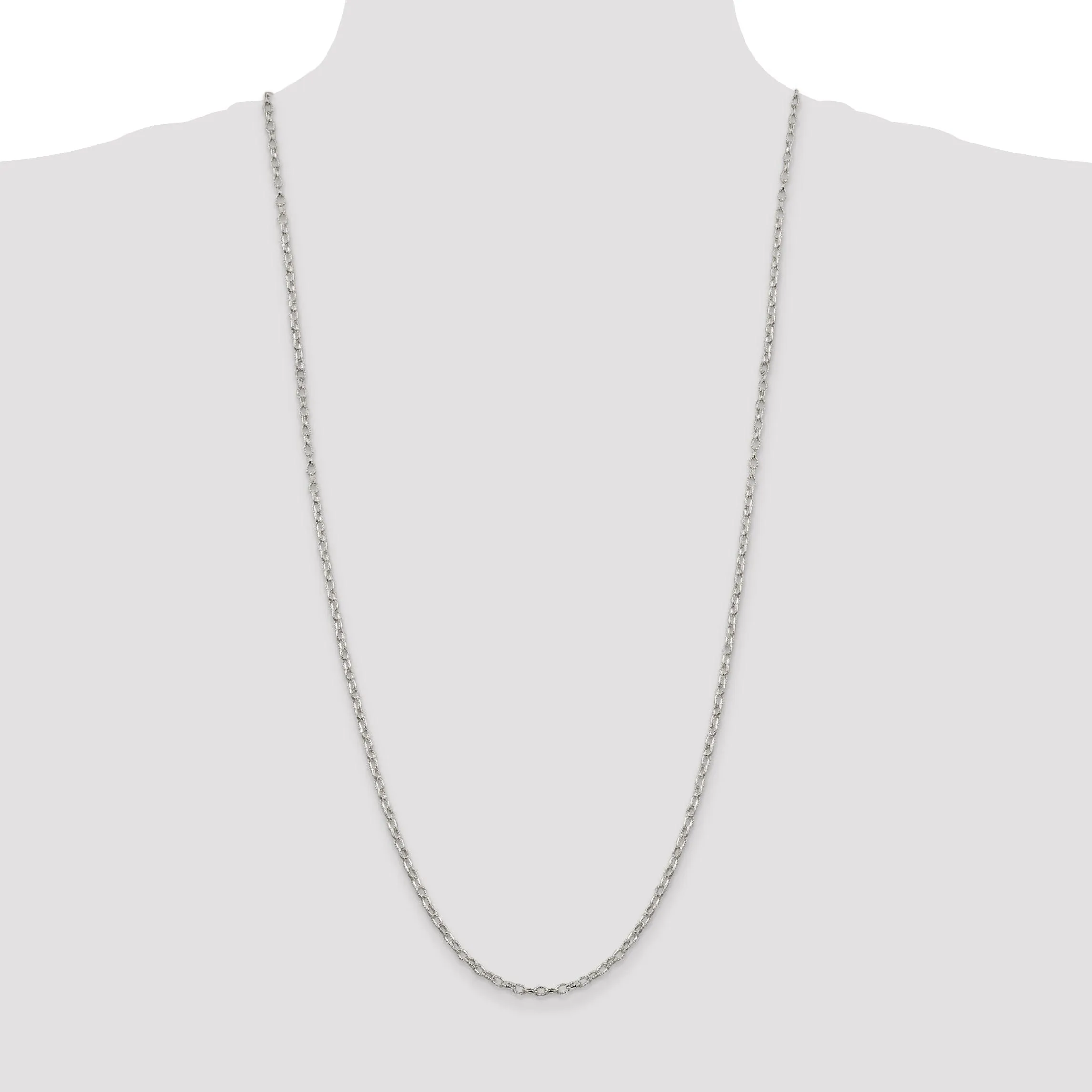 Silver Polished 3.00-mm Fancy Rolo Chain