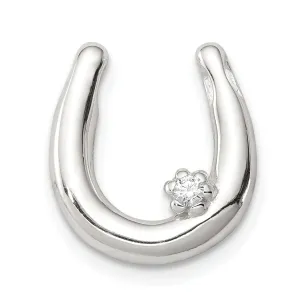 Silver Polished Chain Slide C.Z Horseshoe Charm