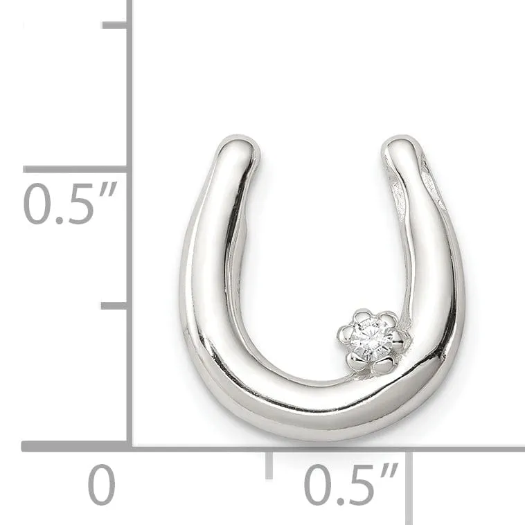 Silver Polished Chain Slide C.Z Horseshoe Charm