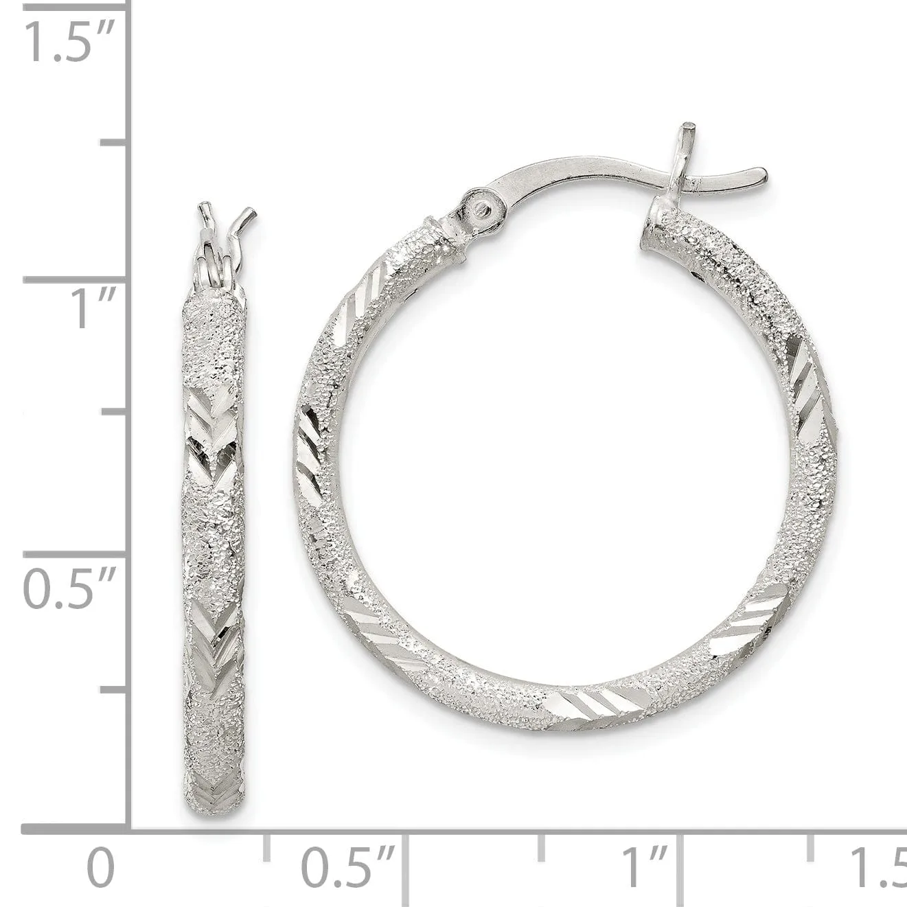 Silver Polished D.C Hollow Hinged Hoop Earrings