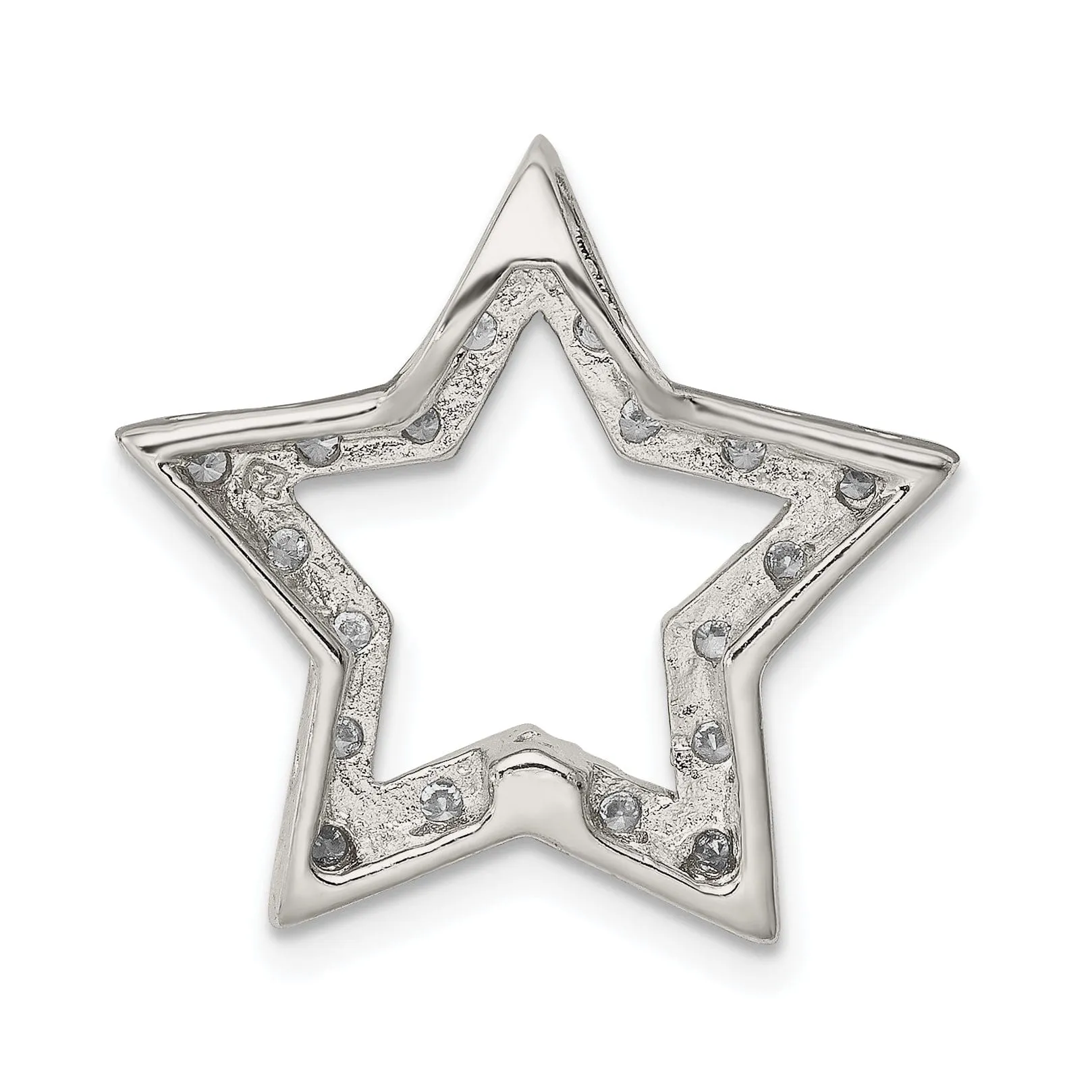 Silver Polished Finish Chain Slide Star Charm