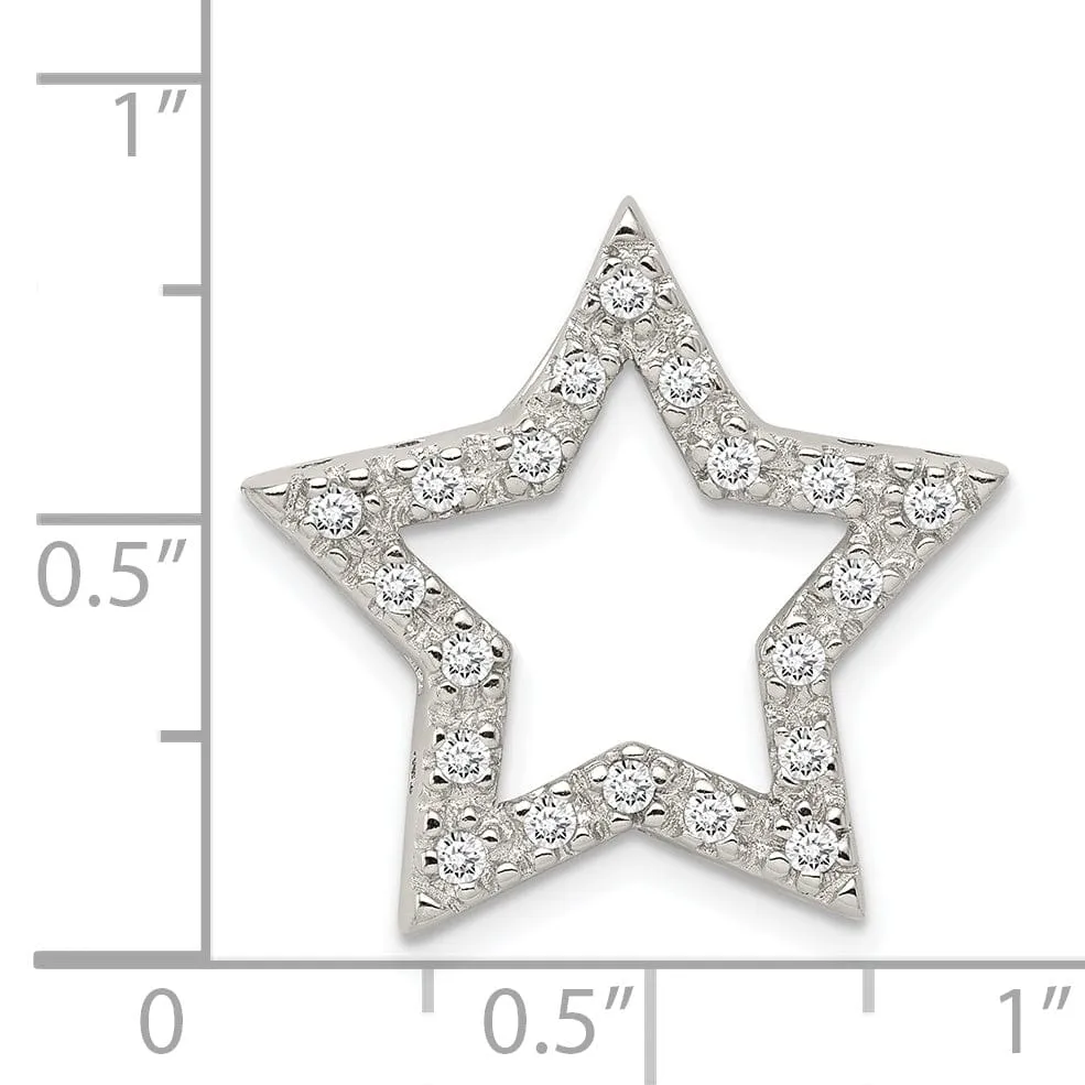 Silver Polished Finish Chain Slide Star Charm