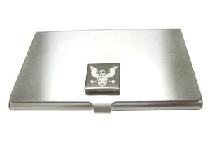 Silver Toned Etched American Eagle Symbol Business Card Holder