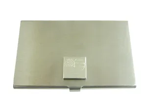 Silver Toned Etched Heart Shaped American Flag Business Card Holder