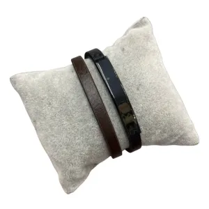 Simple Black & Brown Leather Bracelet