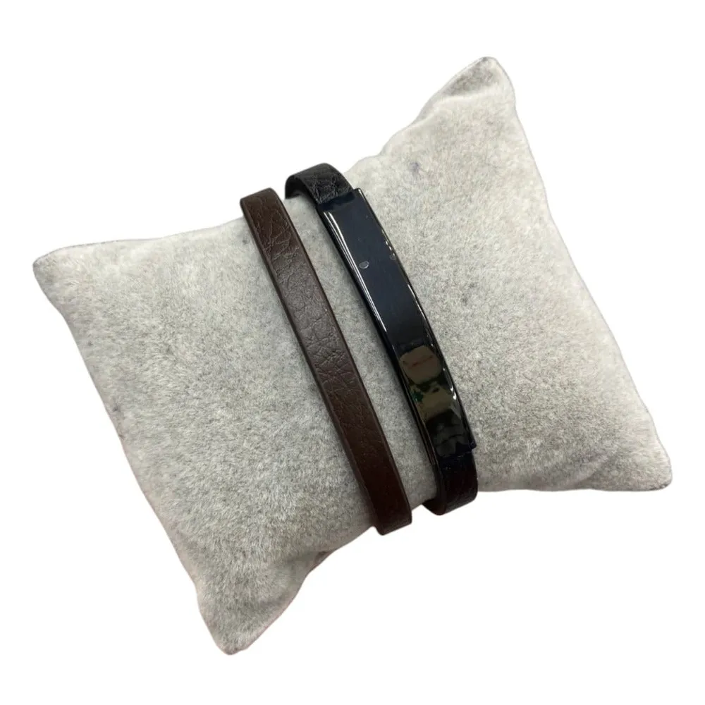 Simple Black & Brown Leather Bracelet