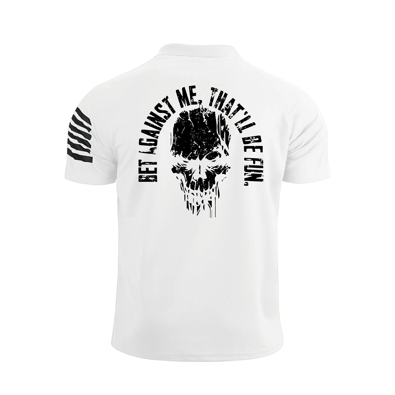 SKULL 1/4 BUTTON RAGLAN GRAPHIC POLO SHIRT