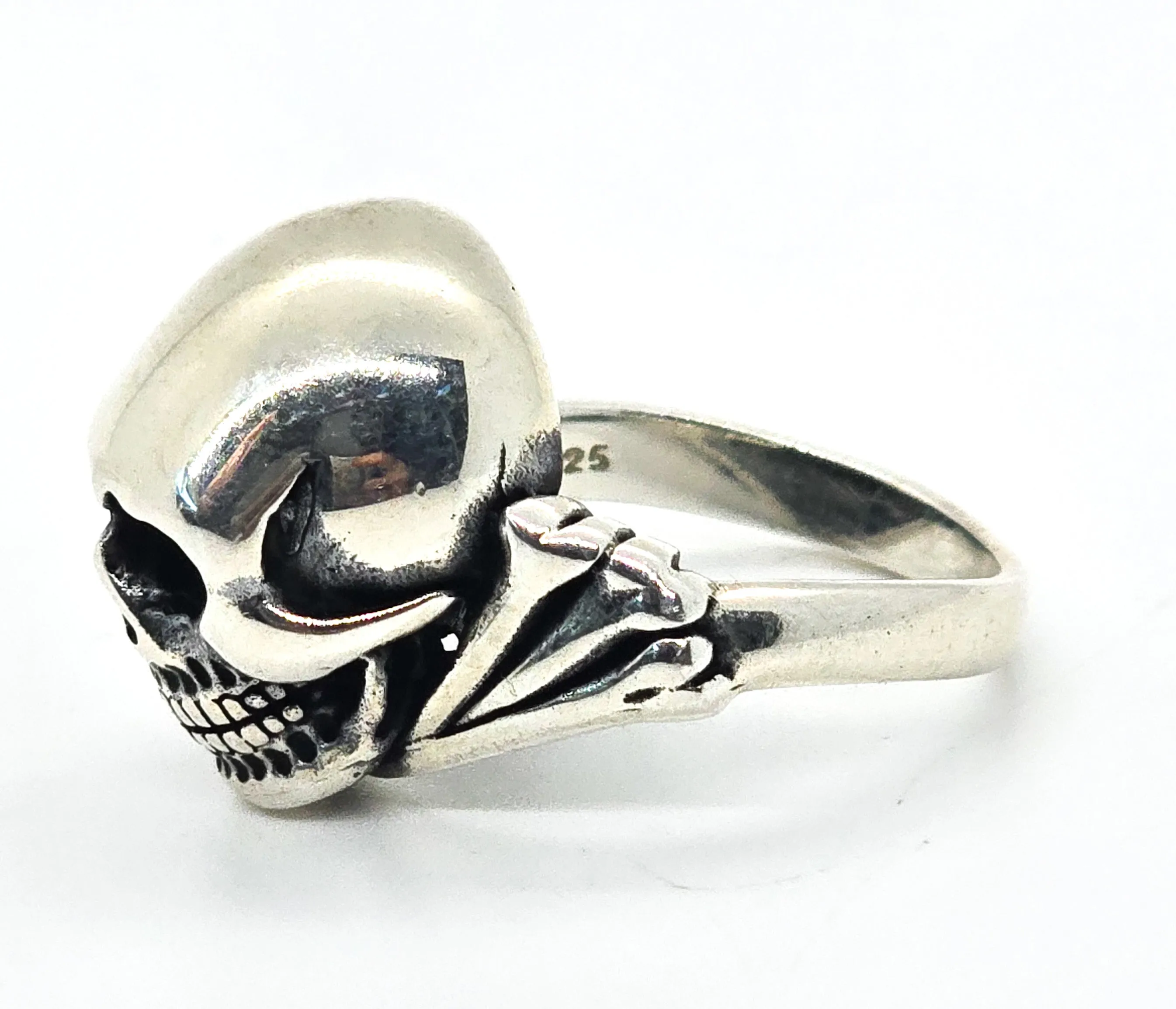 Skull and Bones Men's vintage retro 90's sterling silver ring size 8
