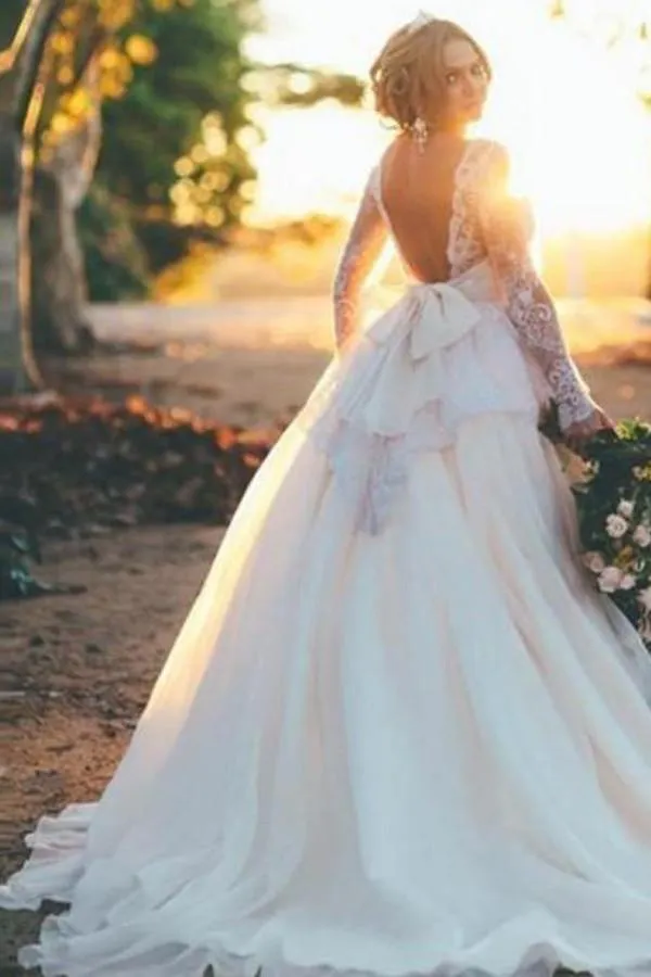 Sleeves Ball Gown Organza Wedding Dress With Beading Lace Top  TN0087