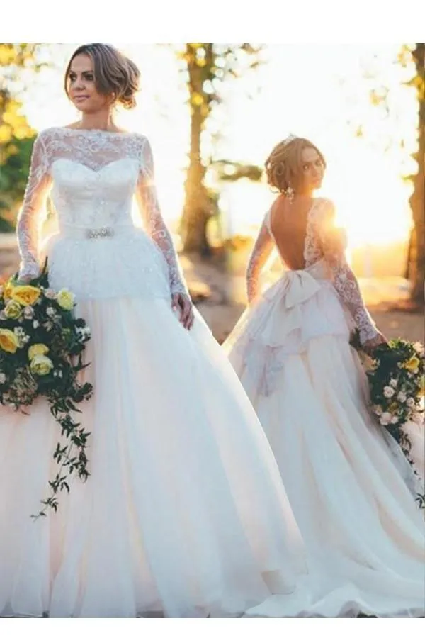 Sleeves Ball Gown Organza Wedding Dress With Beading Lace Top  TN0087