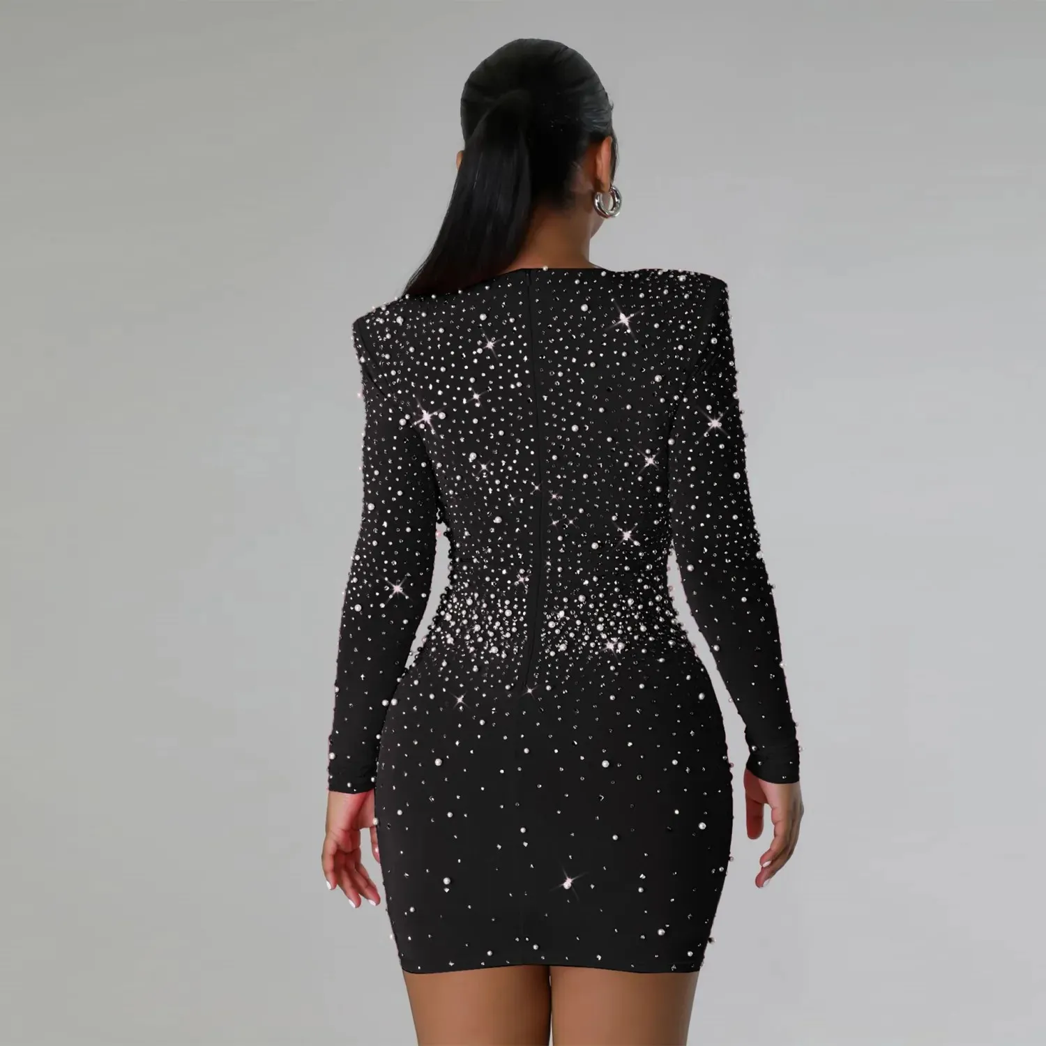 Slim Fit Wrap Hip Long Sleeve Dress