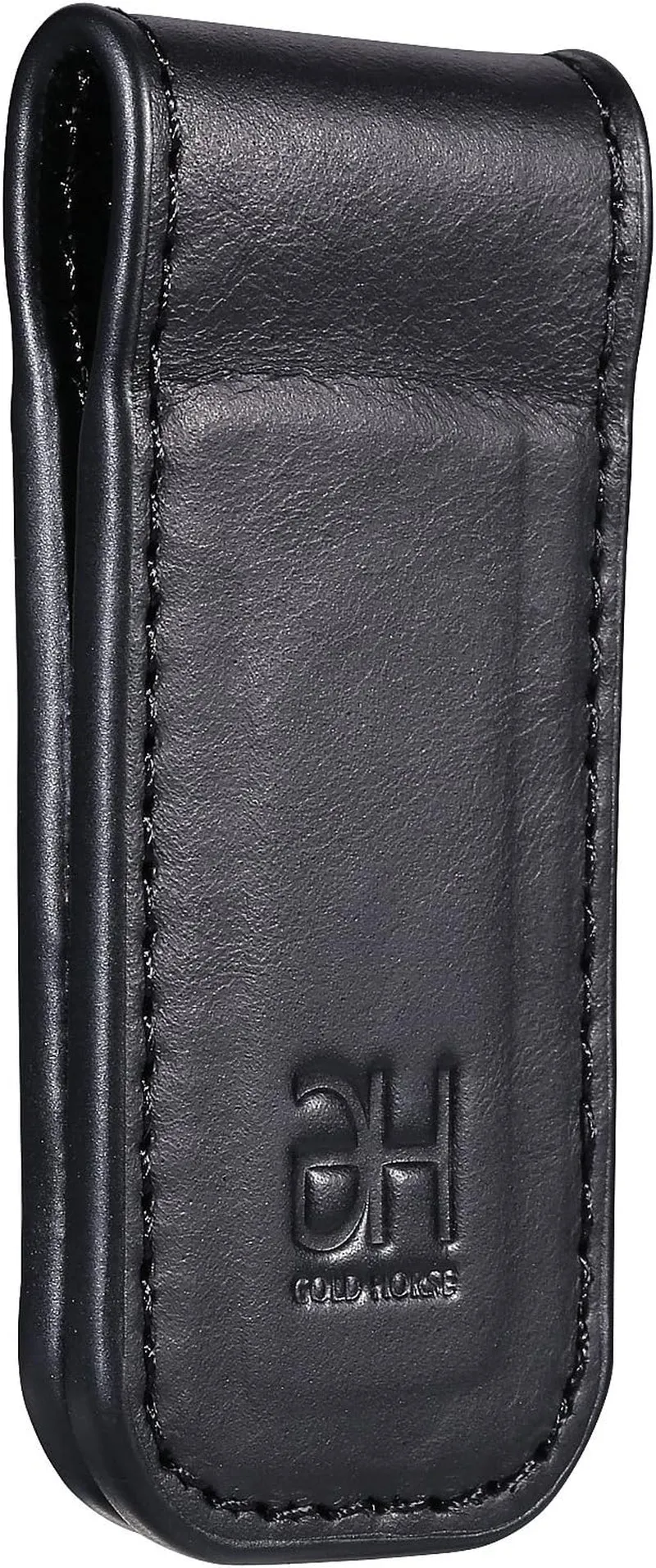 Slim Magnetic Money Clip Genuine Leather Card Holder for Men, Black