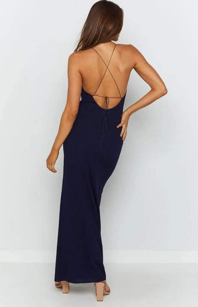 Slip Formal Dress Sparkly Satin Cross Back Prom Dresses TP0972