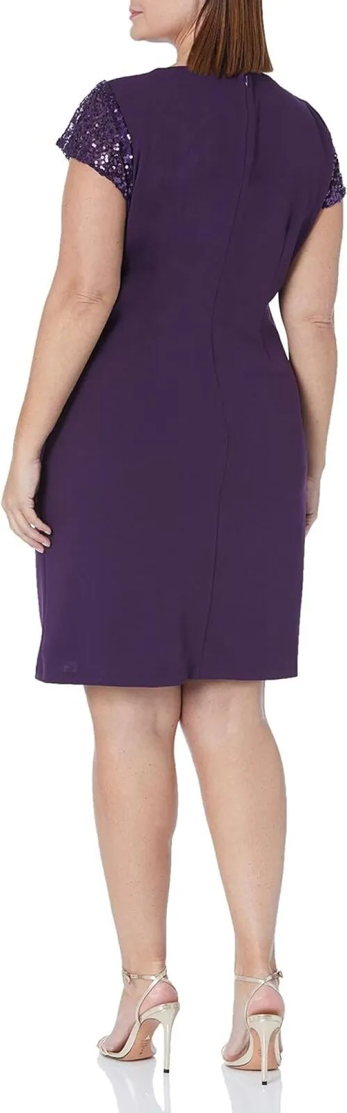 SLNY Womens Short Sleeve Night Out Sheath Dress Summer Plum Cutout Purple 16W