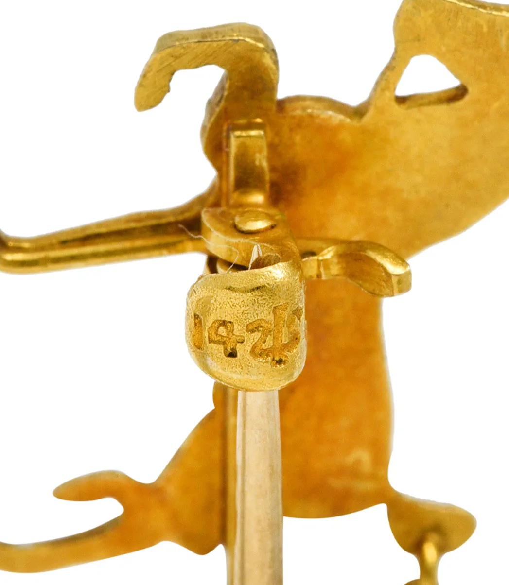 Sloan & Co. Edwardian 14 Karat Yellow Gold Horse Antique Brooch