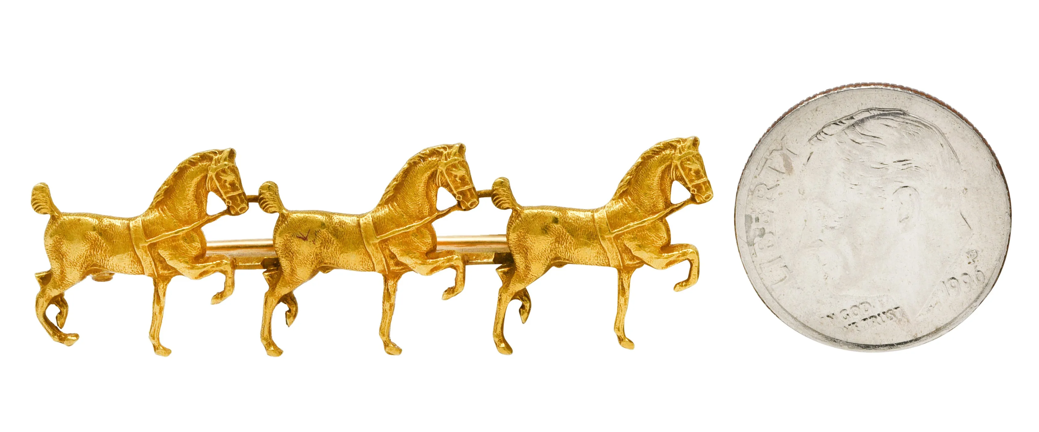 Sloan & Co. Edwardian 14 Karat Yellow Gold Horse Antique Brooch