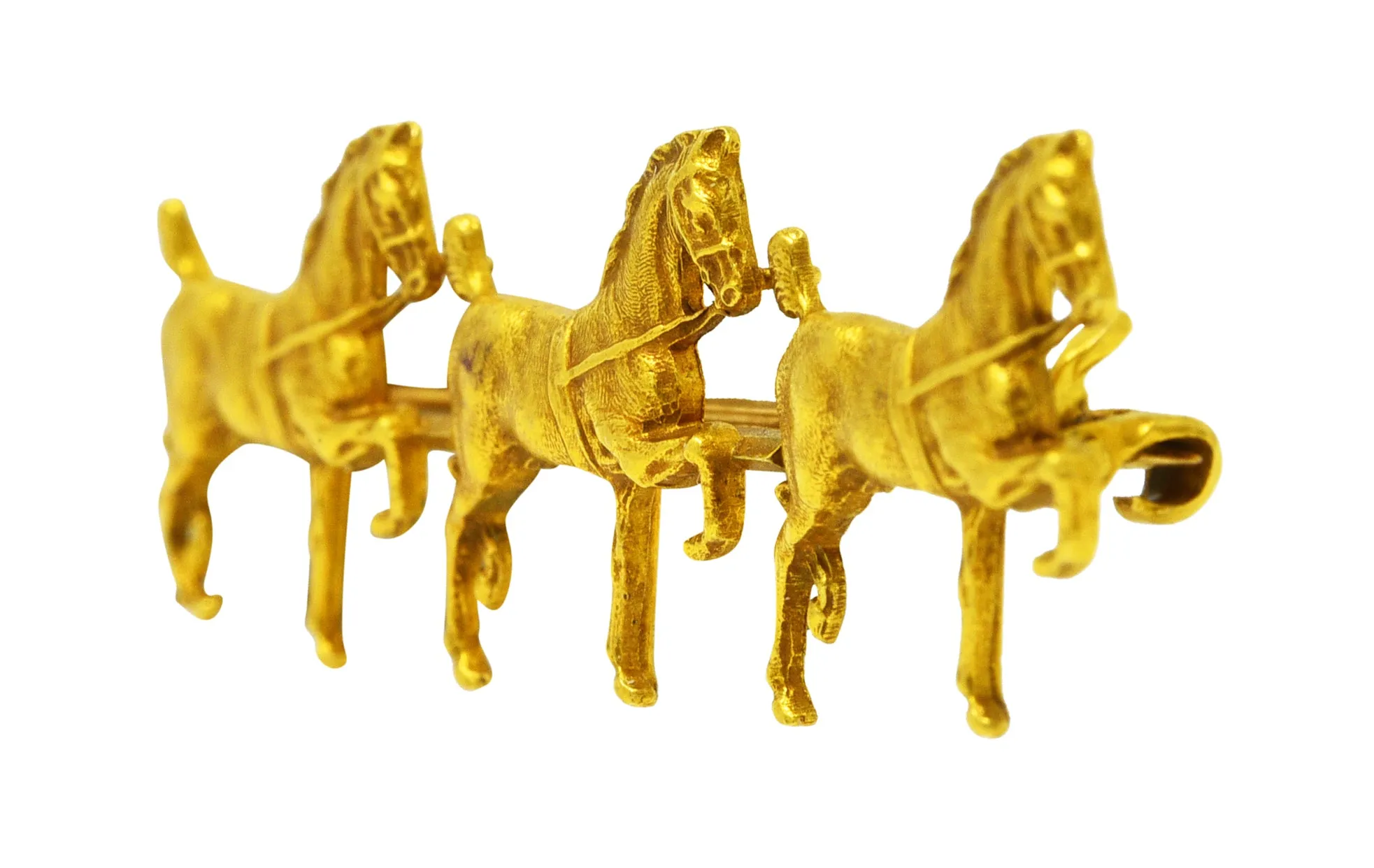 Sloan & Co. Edwardian 14 Karat Yellow Gold Horse Antique Brooch