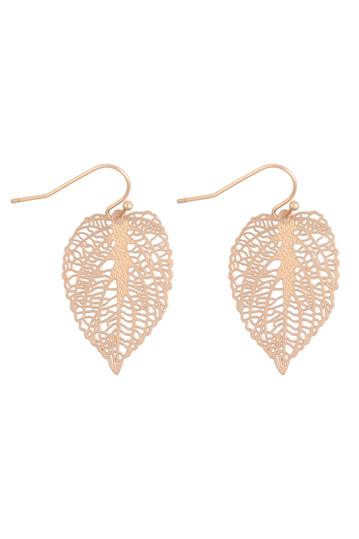 SMALL LEAF FILIGREE DROP FISH HOOK EARRINGS