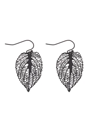 SMALL LEAF FILIGREE DROP FISH HOOK EARRINGS