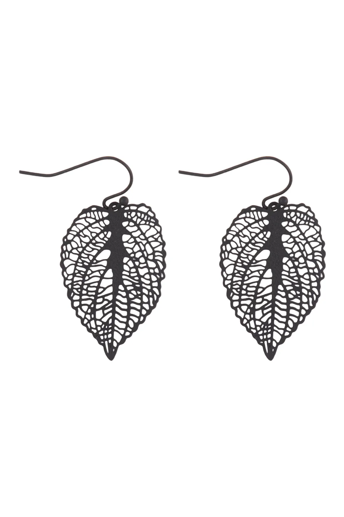 SMALL LEAF FILIGREE DROP FISH HOOK EARRINGS