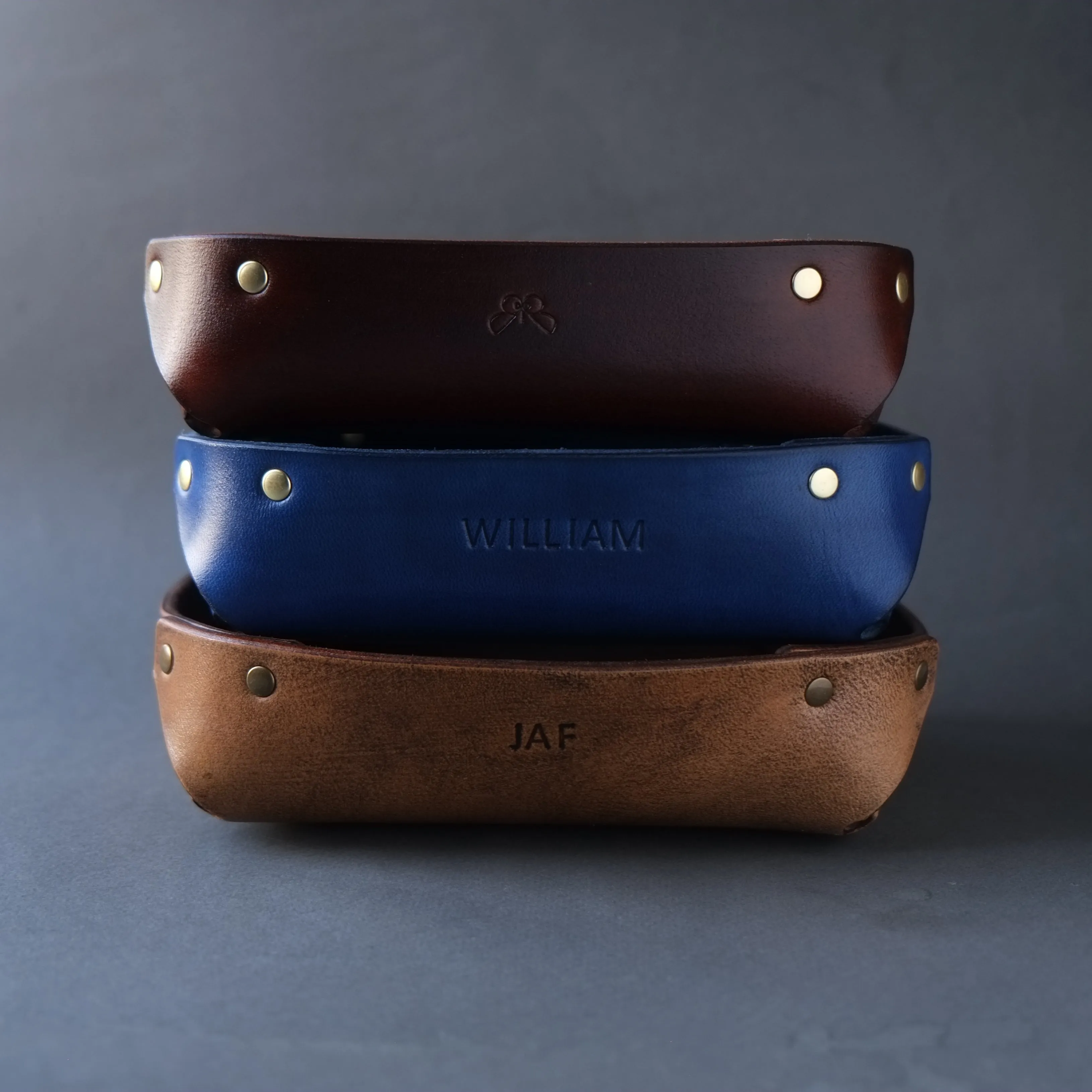 SMALL LEATHER VALET TRAY / BROWN