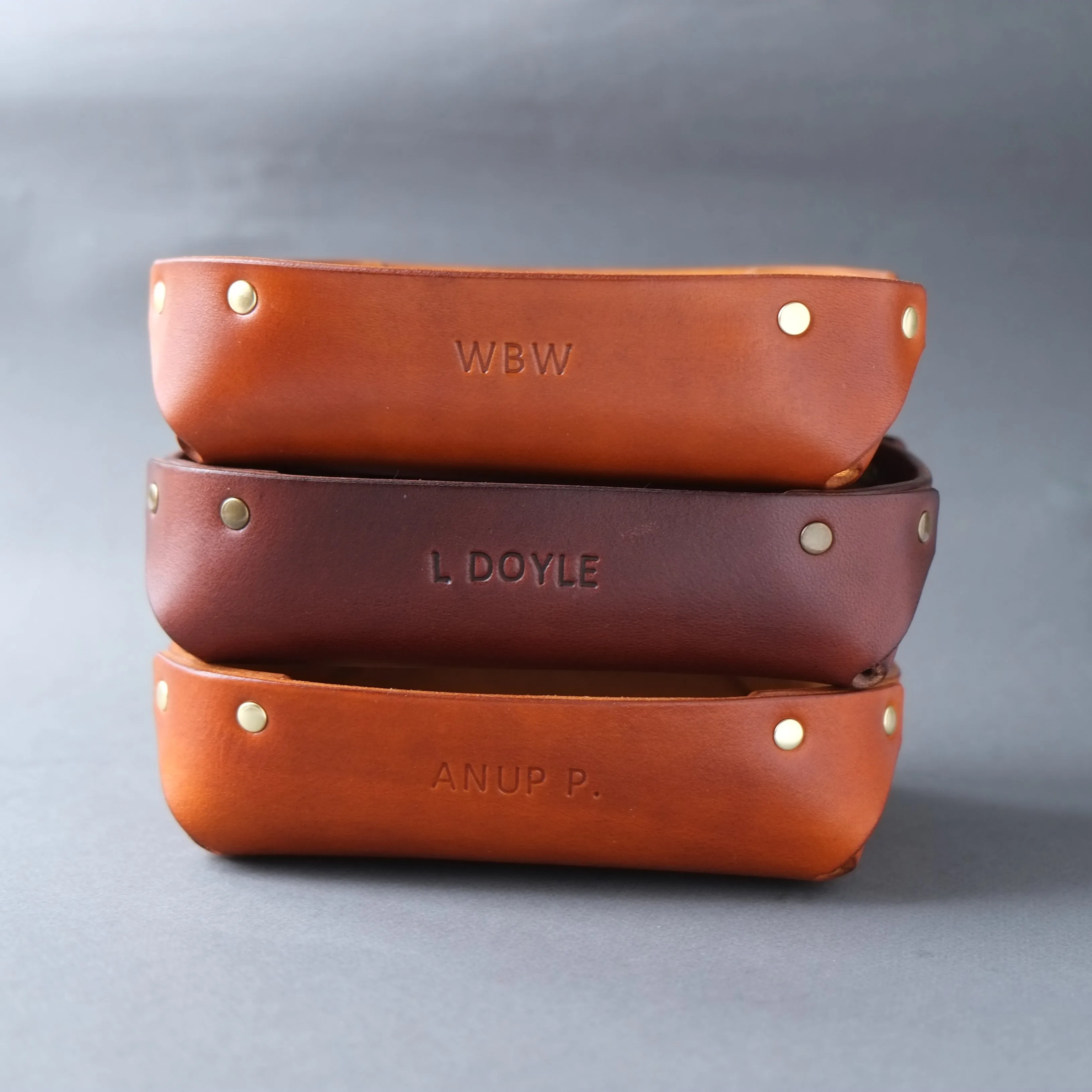 SMALL LEATHER VALET TRAY / BROWN