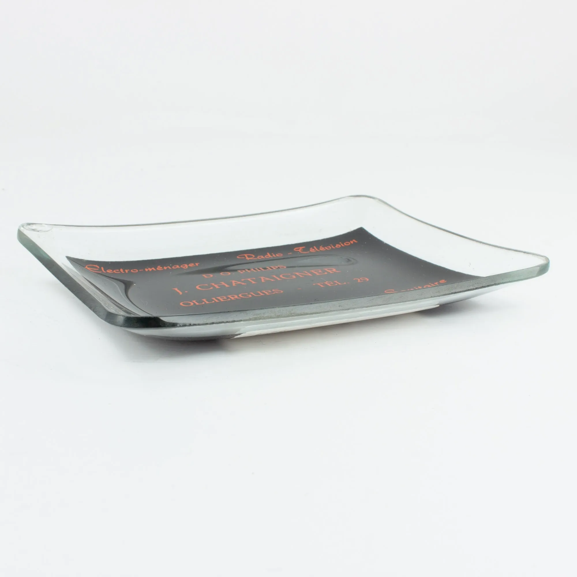 Small Vintage French Glass Calling Card Dish