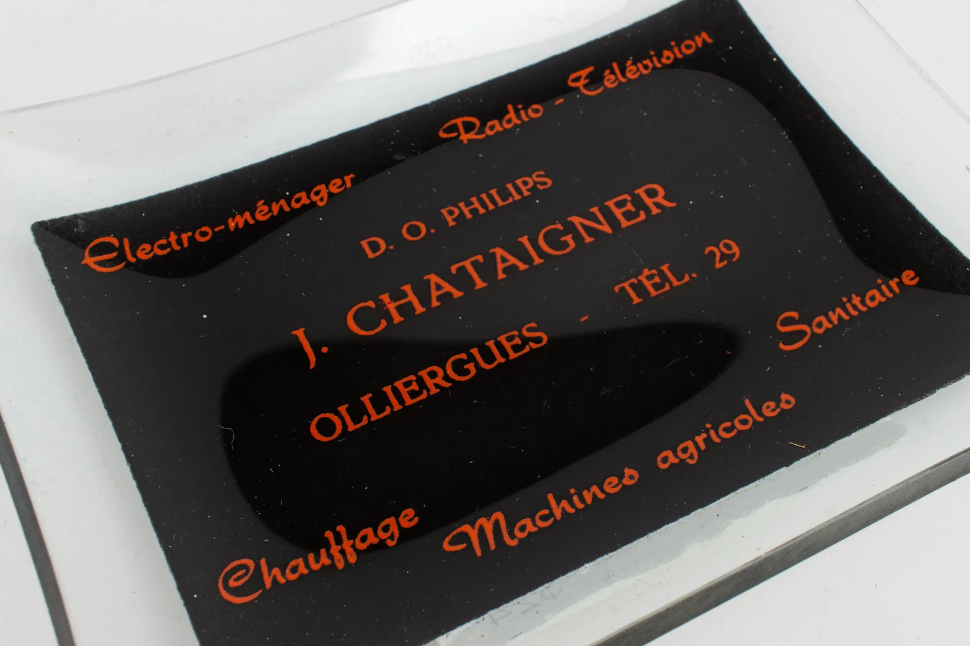 Small Vintage French Glass Calling Card Dish