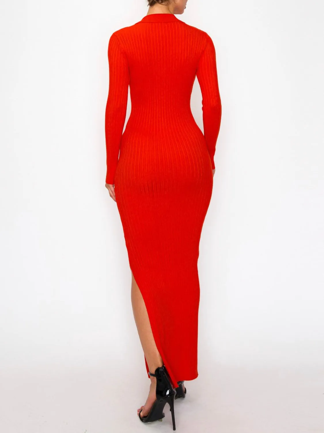 Snapback Sweater Dress (FIRE ORANGE)