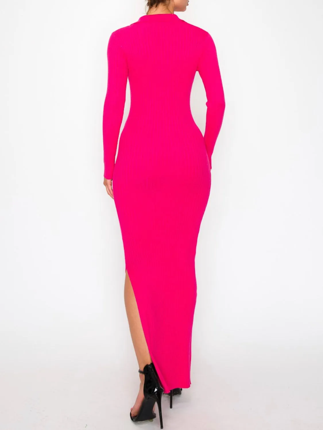 Snapback Sweater Dress (FUCHSIA)