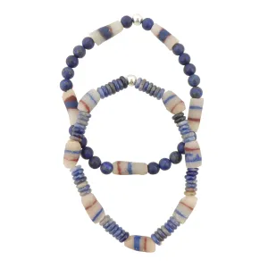 Sodalite and lapis lazuli bracelet set