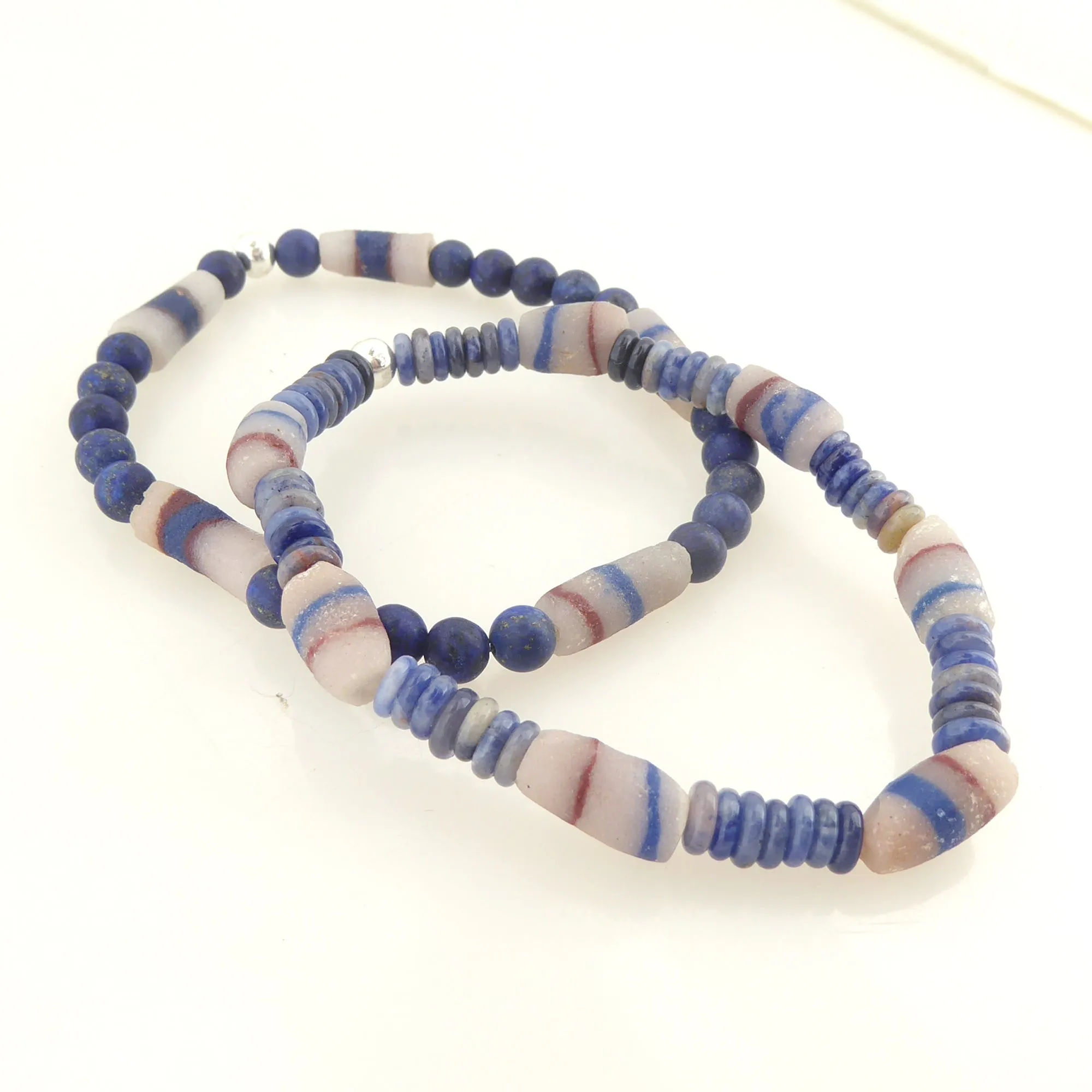 Sodalite and lapis lazuli bracelet set