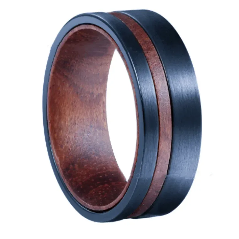 Solid Wood Titanium Steel Ring Men's Ring