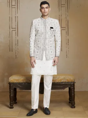Soothing Ivory  Embroidered  Jodhpuri Set