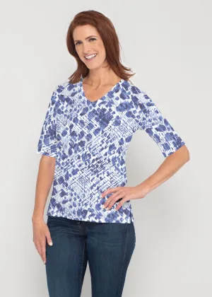 Sophia (8056) ~ Signature Elbow Sleeve V-Neck Top