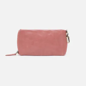 Spark Double Eyeglass Case In Polished Leather - Rose