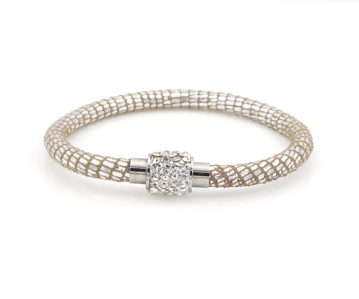 Sparkling Champagne Leather Single Bracelet