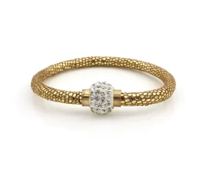 Sparkling Gold Leather Single Bracelet