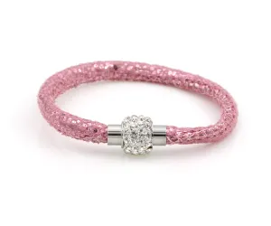 Sparkling Pink Leather Single Bracelet