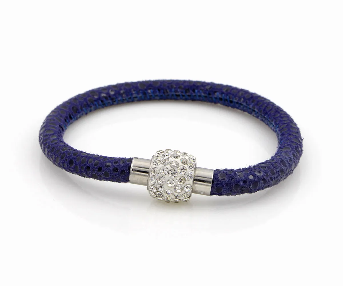 Sparkling Royal Leather Single Bracelet