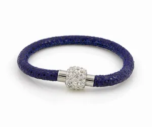Sparkling Royal Leather Single Bracelet