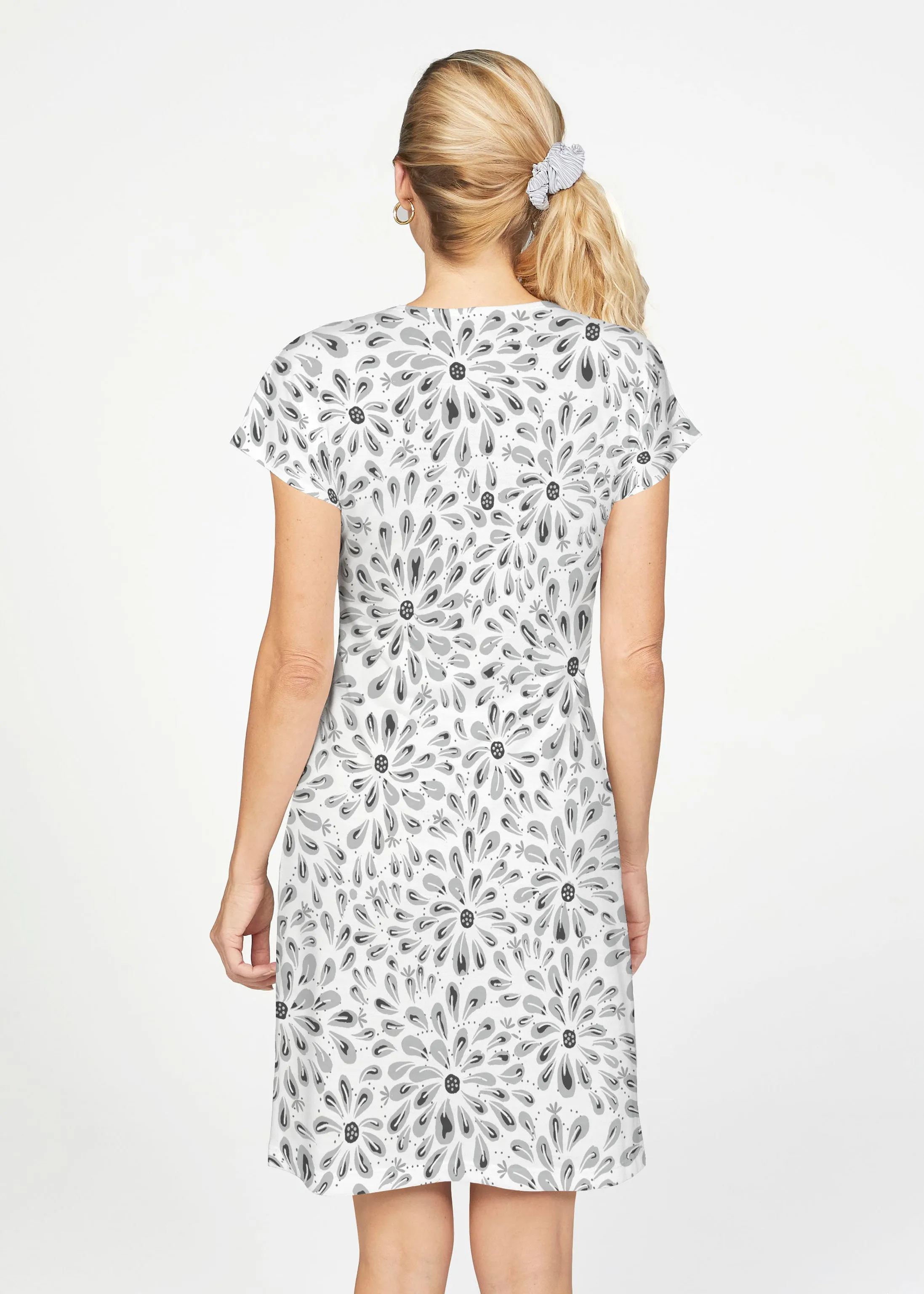 Splashy Dots Black (7921) ~ French Terry Short Sleeve Crew Dress